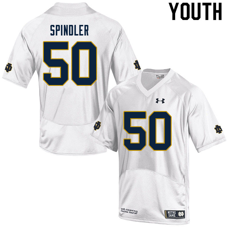 Youth #50 Rocco Spindler Notre Dame Fighting Irish College Football Jerseys Sale-White